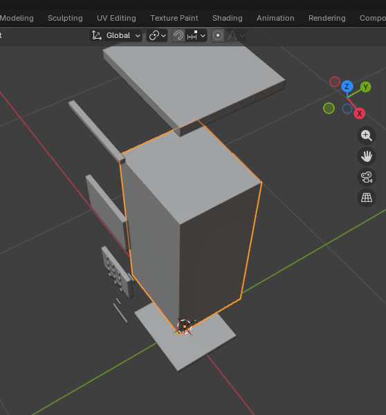 The ATM model being built in Blender
